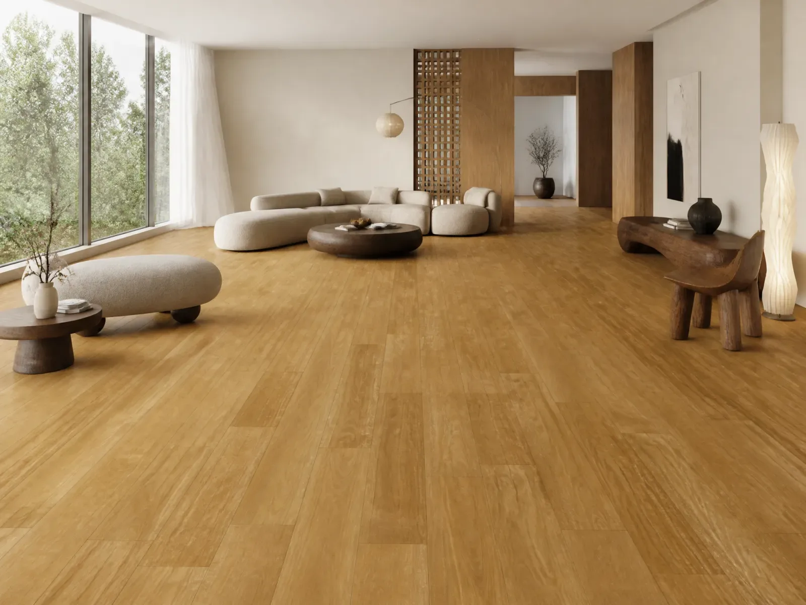 Cinnamon Spotted Gum Essential flooring in a living room